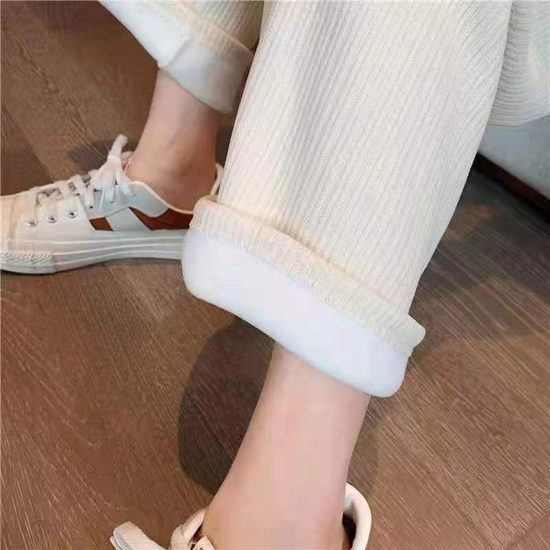Women's Fleece Lined Chenille Wide Leg High Waist Pants