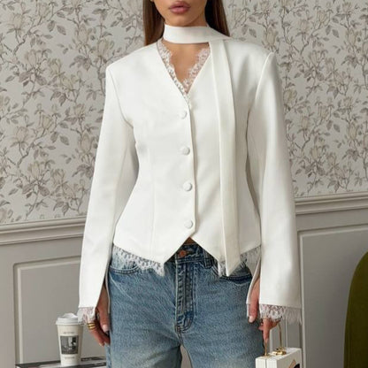 Women's Vintage Button Front Lace Trim Knit Cardigan