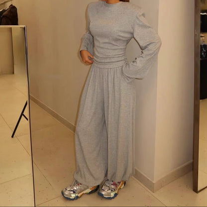 Women's Two Piece Lounge Set Wide Leg Pants