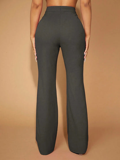 High Waist Straight Leg Pants | Women's Work Trousers