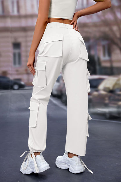 Women's High-Waist Cargo Pants with 8 Pockets, Loose Fit Streetwear
