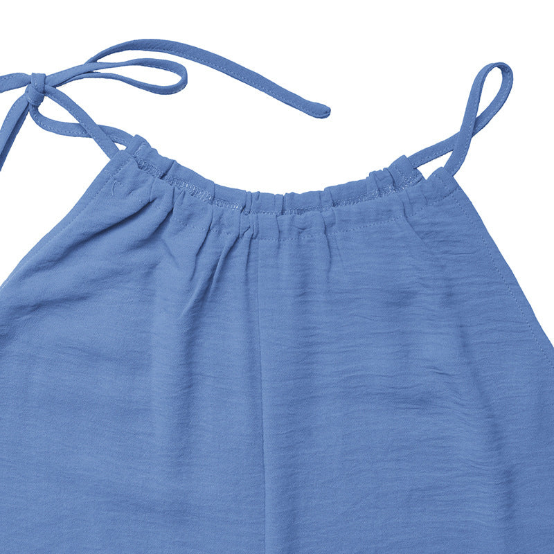 Women's Halter Bow Wide Leg Jumpsuit Summer Resort Wear