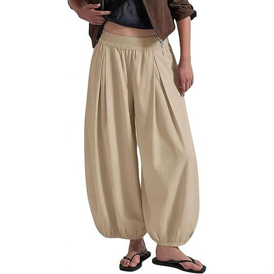 Women's Loose Wide Leg Pants Elastic Waist Casual Trousers