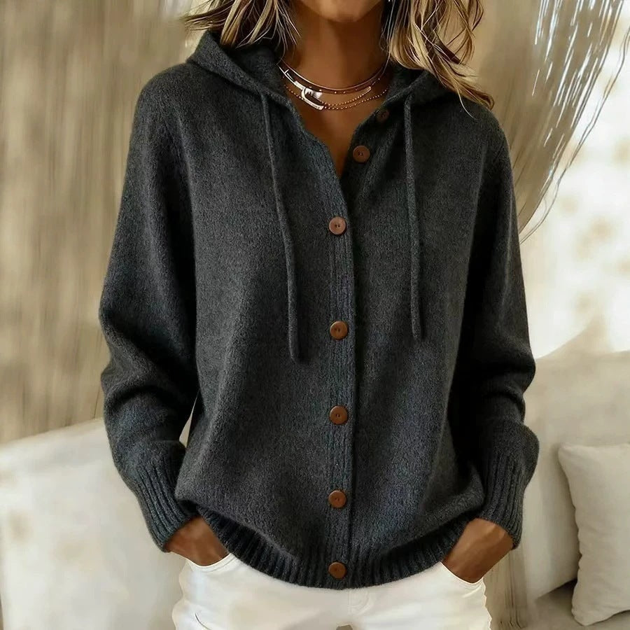 Women's Hooded Button Up Knit Cardigan Sweater