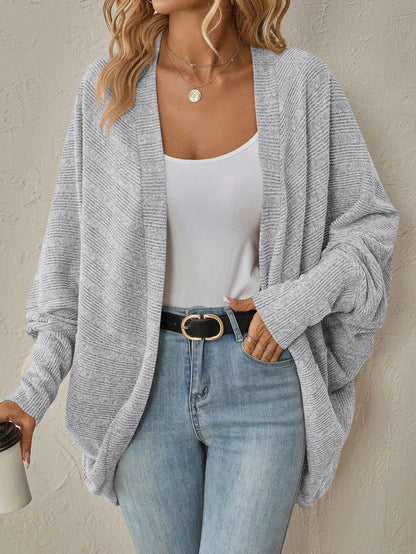 Oversized Open Front Cardigan Long Sleeve Textured Knit