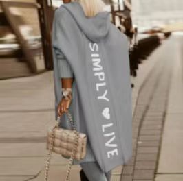 Oversized Hooded Letter Duster Cardigan