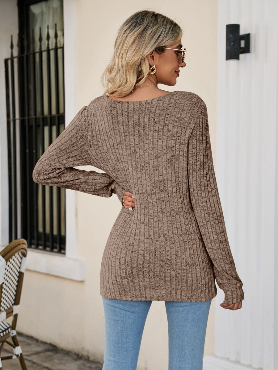 Long Sleeve Square Collar Casual Top