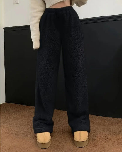 Women's Sherpa Fleece Wide Leg Pants Warm Cozy Casual