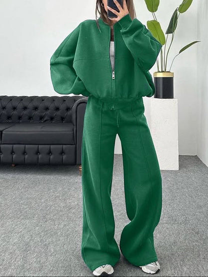 Women's Matching Set Zip Jacket Wide Leg Sweatpants