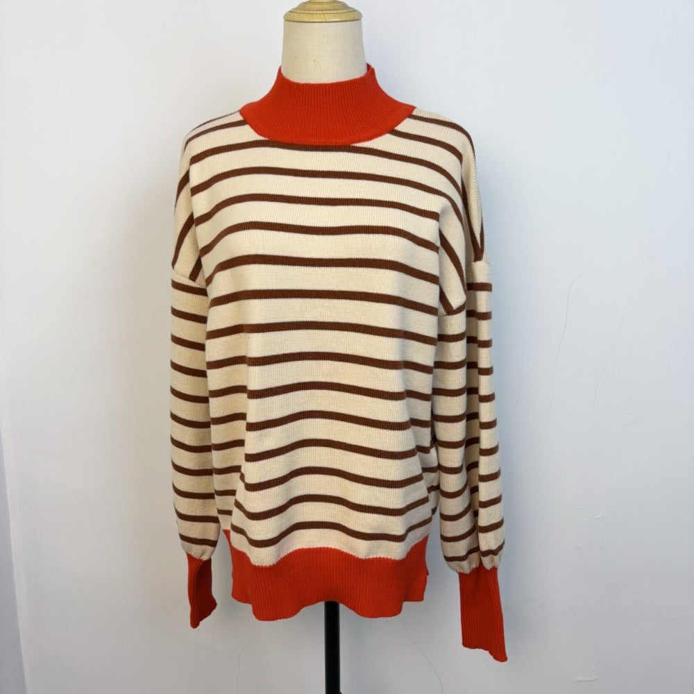 Women's Striped Crew Neck Oversized Pullover Sweater