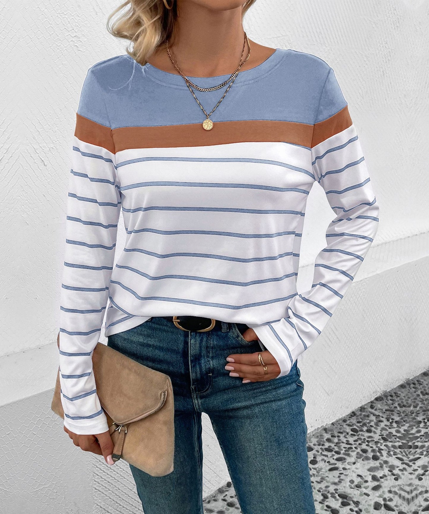 Chic Striped Long Sleeve Tee – Casual Spring Fall