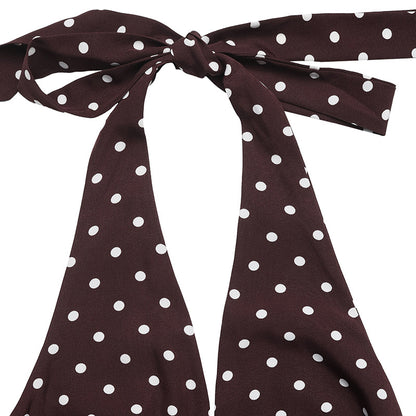 Black Polka Dot Halter Deep V Maxi Dress Summer