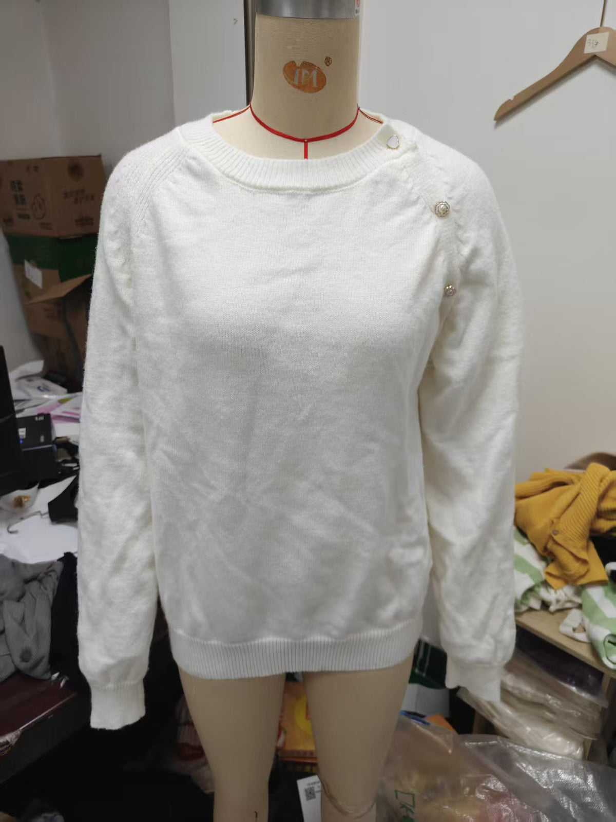 Women's Chenille Button Shoulder Batwing Sweater