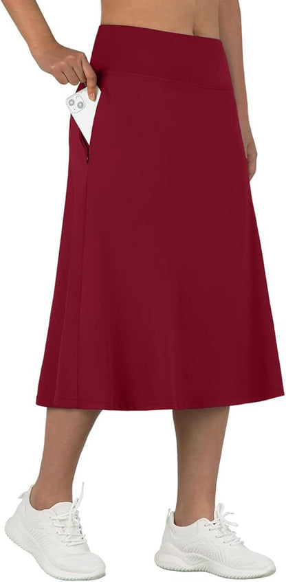 Women's High-Waisted A-Line Skirt with Pockets – Casual Sports Skirt