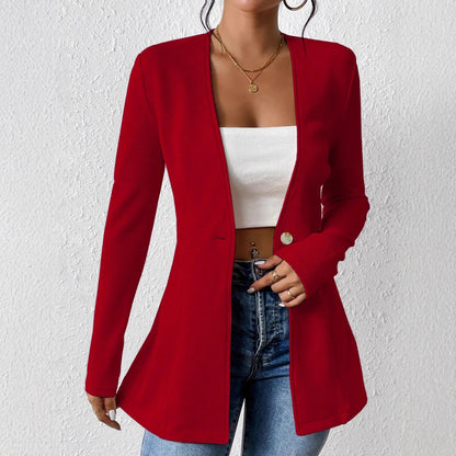 Women's Elegant One Button Slim Fit Blazer