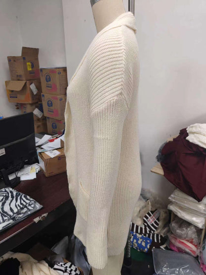 Women's Chunky Knit Oversized Long Cardigan with Pockets