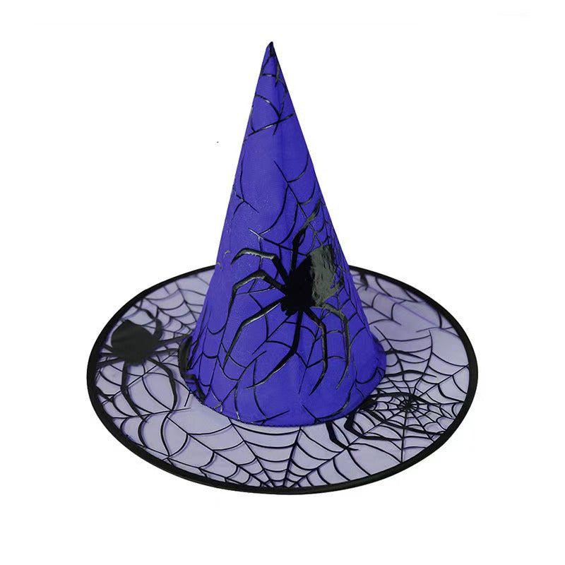 Halloween Witch Hat with Spiderweb Foil for Costumes
