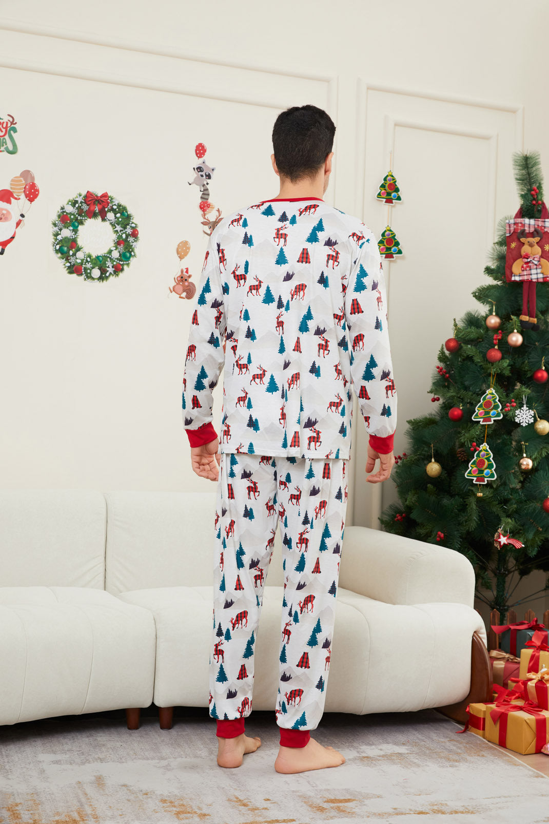 Christmas Tree Deer Full of Flowers Parent-child Dress Printed Christmas Pajamas