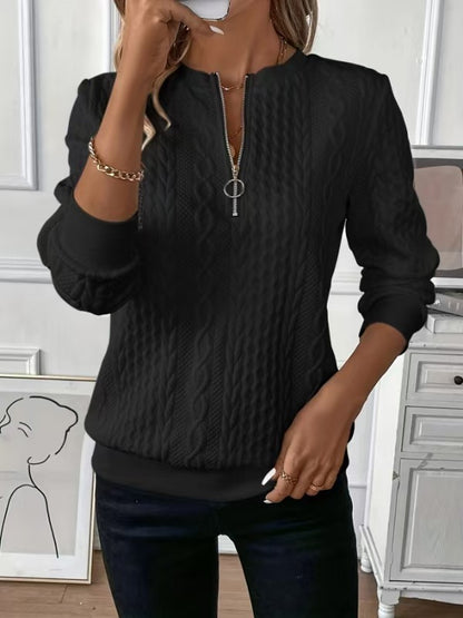 Women's Half Zip Quilted Sweatshirt Casual Pullover