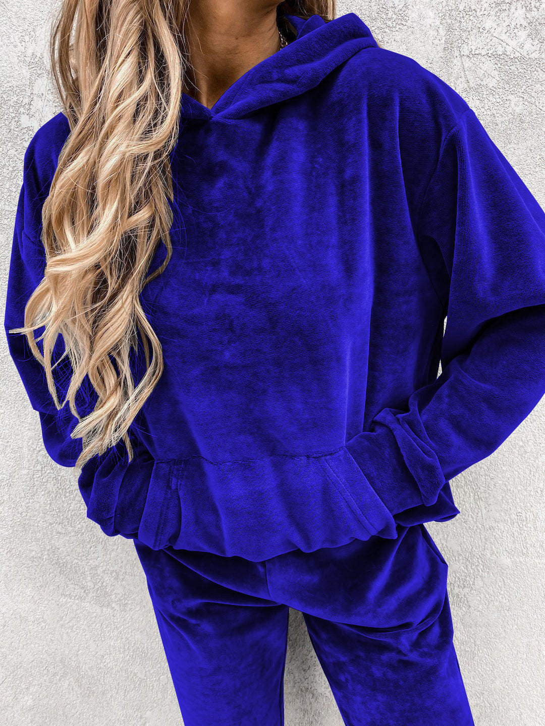 Women's Velvet Hoodie Jogger Pants Two Piece Set