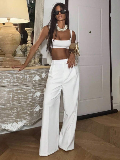 High Waisted Wide Leg Dress Pants Casual Work Trousers