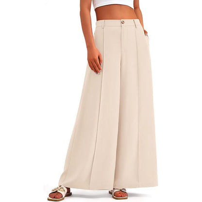 Women's High-Waisted Wide-Leg Palazzo Pants – Elegant Business Trousers