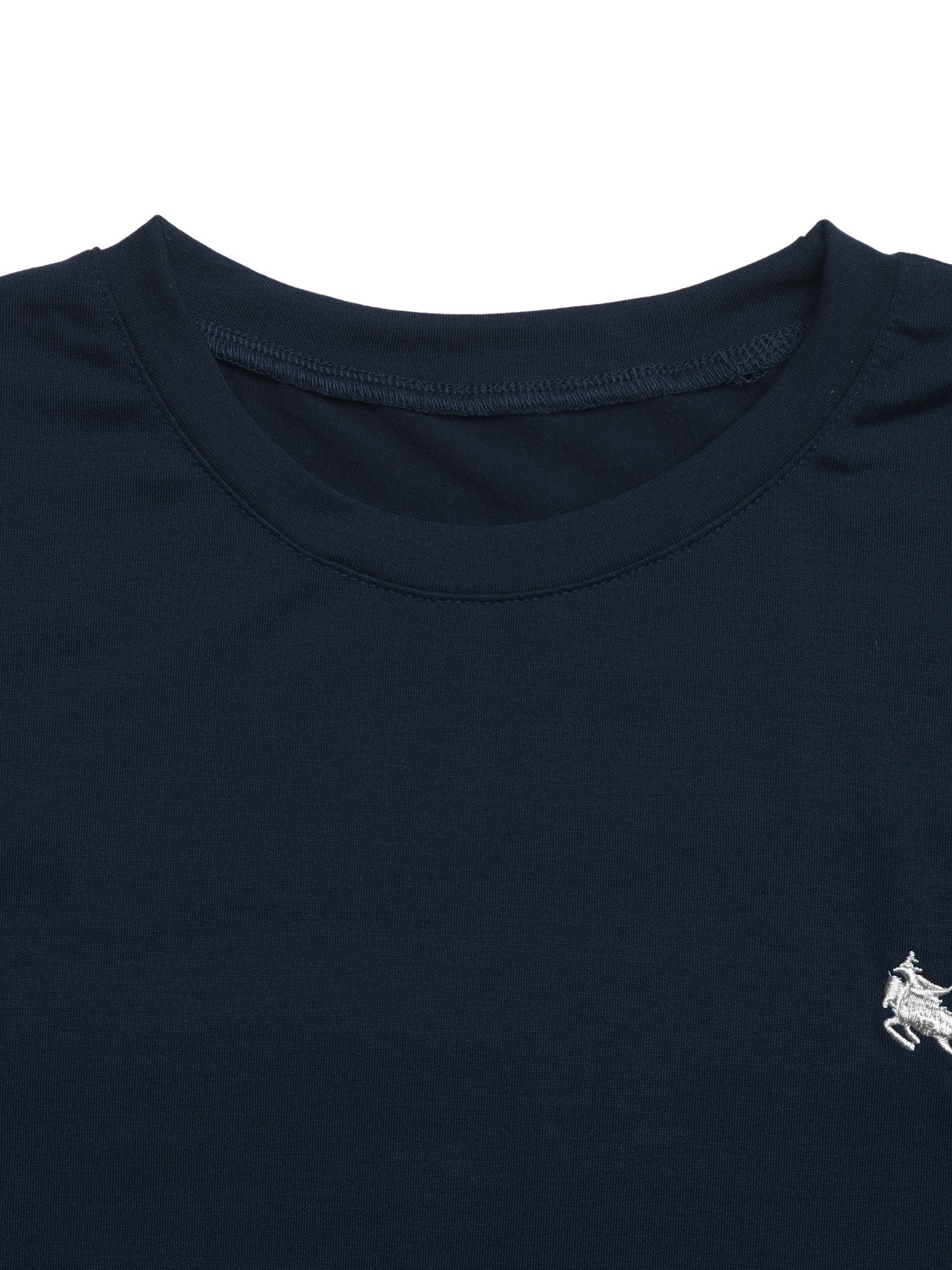 Navy Tee Striped Scarf Set Casual Short Sleeve Top