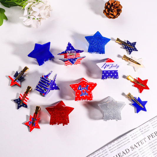 4th of July Star Hair Claw Clip Alligator Patriotic USA
