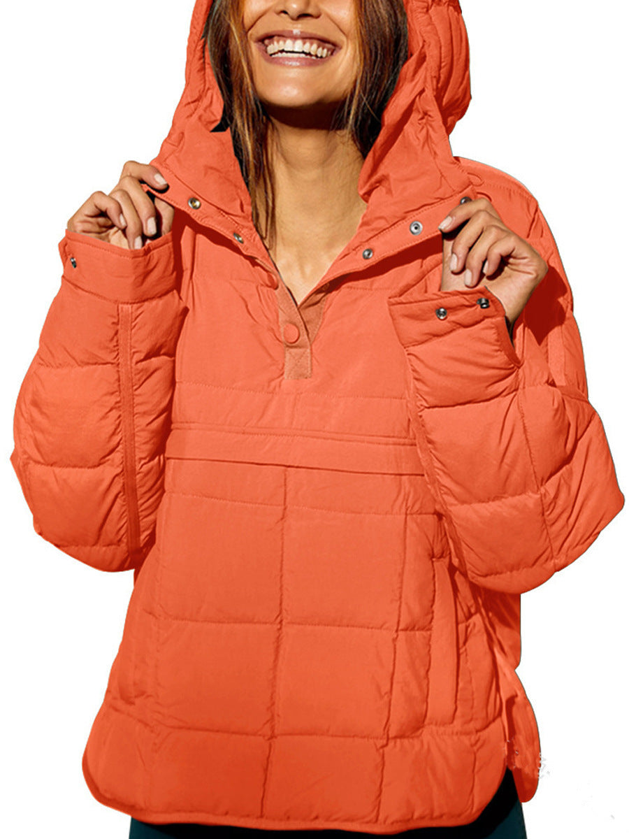 Women Oversized Hooded Quilted Pullover Puffer Jacket