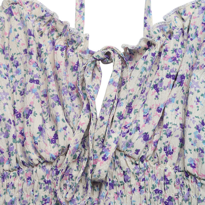 Floral Tie Front Cutout Maxi Dress Summer Vacation Style