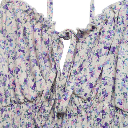 Floral Tie Front Cutout Maxi Dress Summer Vacation Style