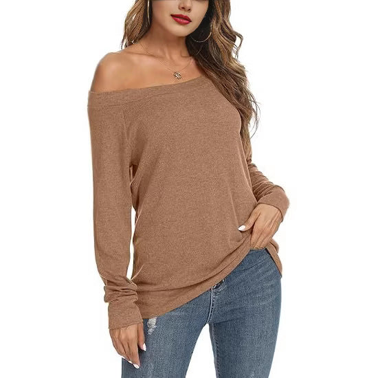 Women's Off Shoulder Long Sleeve Knit Sweater Top