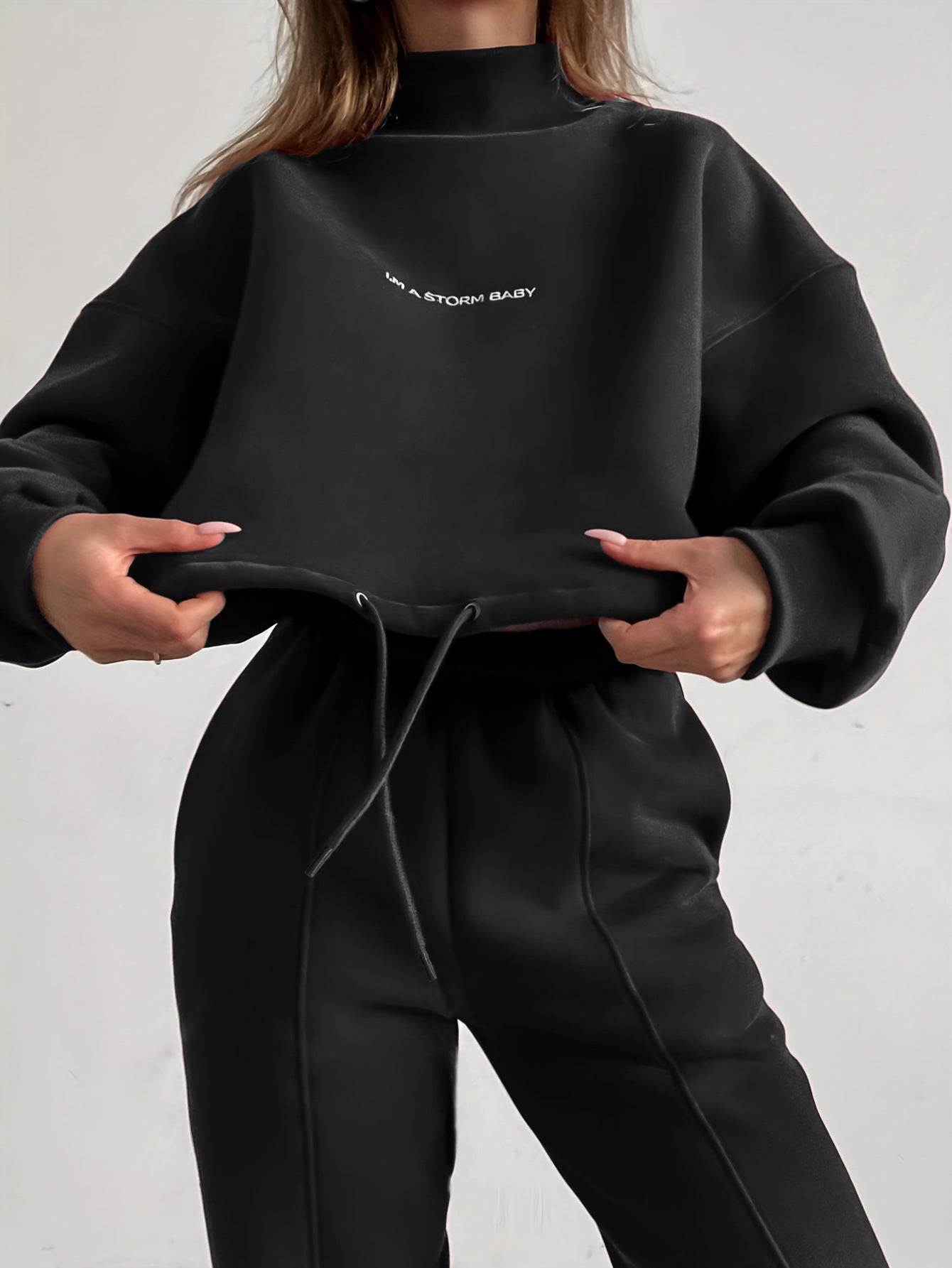 Women's Crop Sweatshirt Jogger Two Piece Set