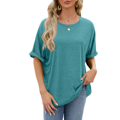 Loose Fit Crew Neck Short Sleeve Casual Basic Tee