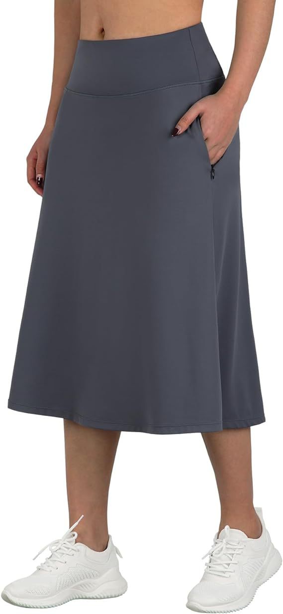 Women's High-Waisted A-Line Skirt with Pockets – Casual Sports Skirt