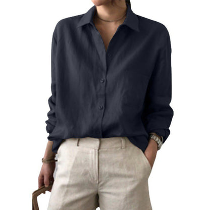 Women's Oversized Linen Button Down Shirt Casual Blouse