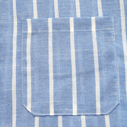 Blue Striped Button Down Shirt Oversized Resort Beach Blouse