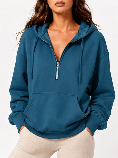 Women's Oversized Half Zip Hoodie Pullover Sweatshirt