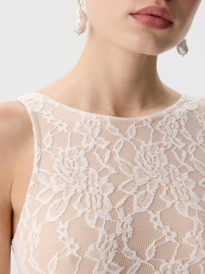 Floral Lace Sleeveless Bodysuit Sexy Mesh Tank Top