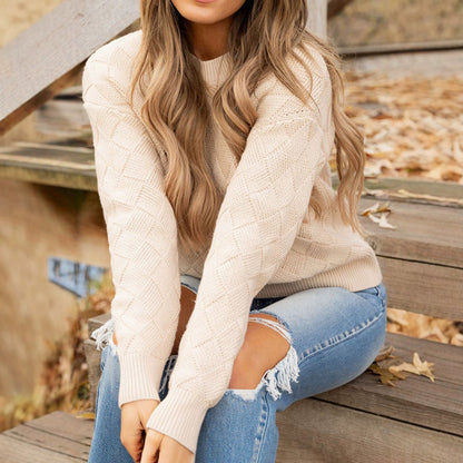 Women's Cozy Oversized Crew Neck Knit Sweater