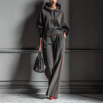 Color Block Oversized Hoodie Pants Matching Set