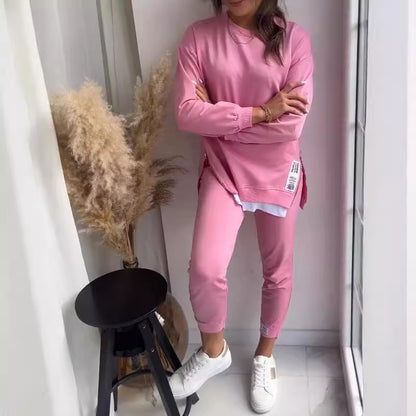 Women's Faux Two Piece Sweatshirt Jogger Set Streetwear