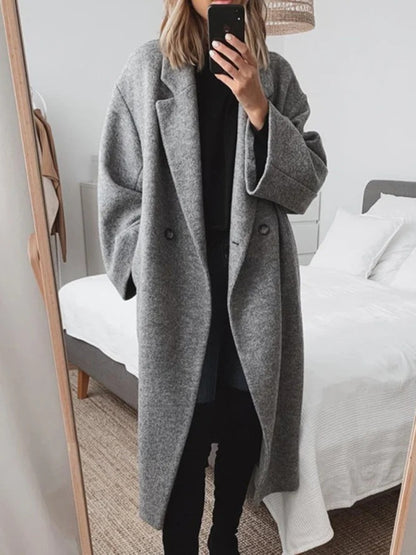 Women's Oversized Long Wool Coat Winter Trench Outerwear