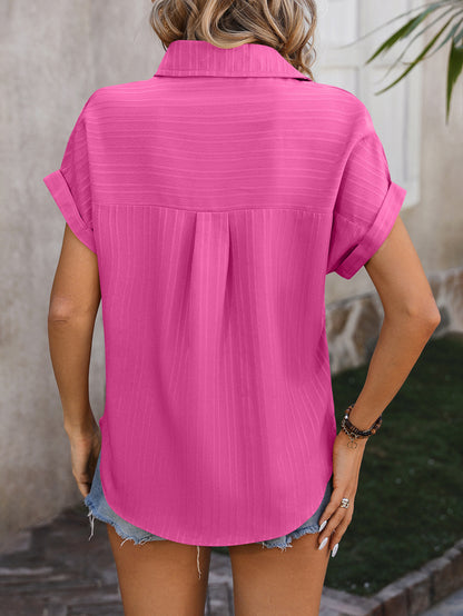Solid textured button down shirt with relaxed fit