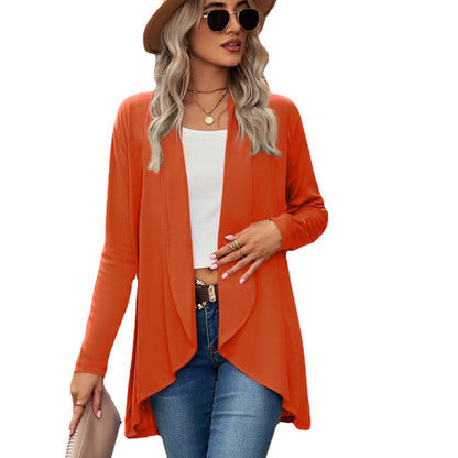 Women's Open Front Long Sleeve Solid Cardigan Sweater