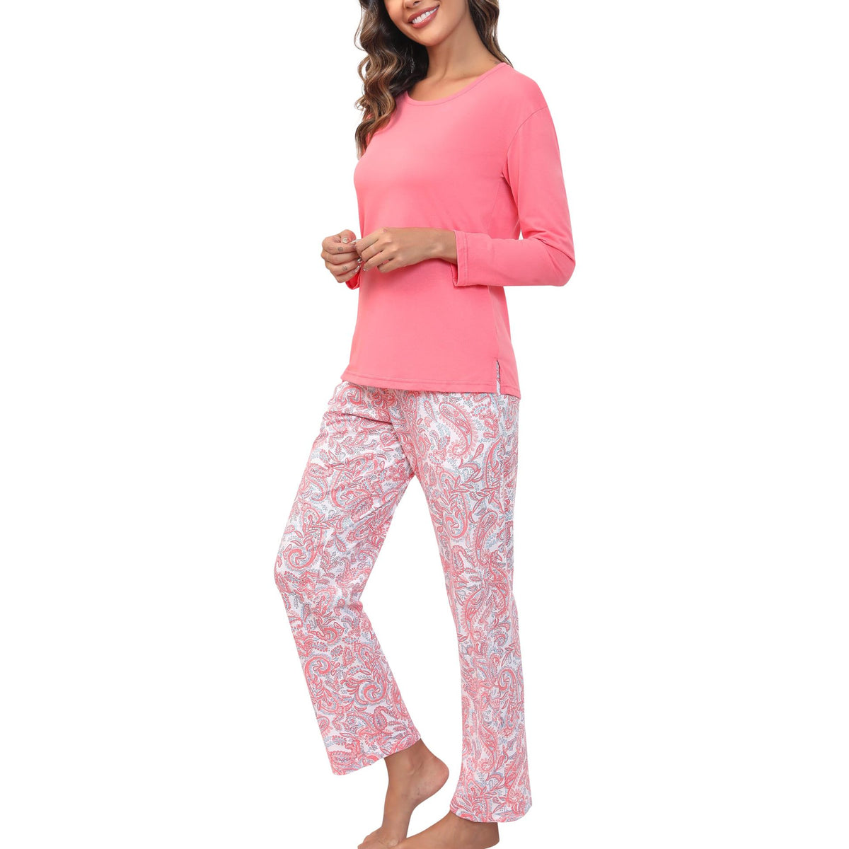 Women's Soft 2 Piece Pajama Set Long Sleeve Printed Pants