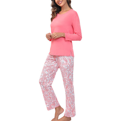 Women's Soft 2 Piece Pajama Set Long Sleeve Printed Pants