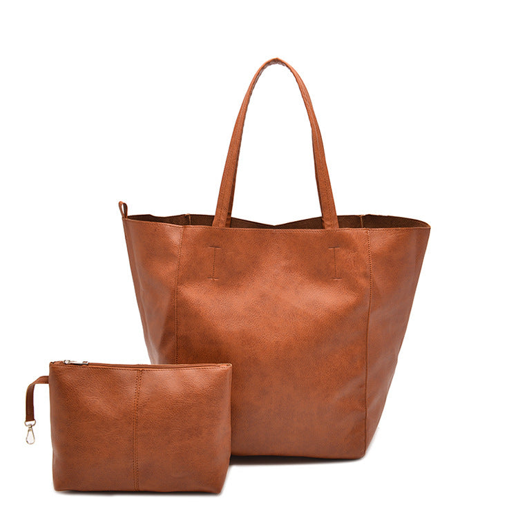 Vintage Large Soft PU Leather Tote Bag for Women