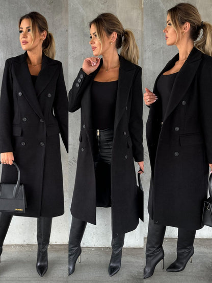 Women's Double Breasted Long Coat Fall Winter