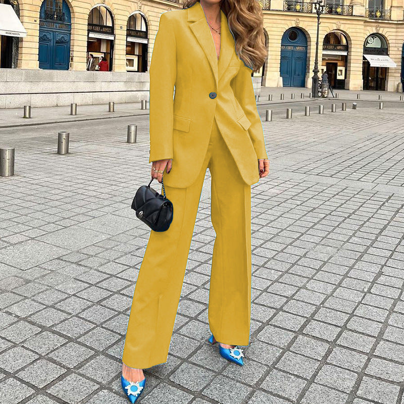 Women's 2 Piece Blazer Set Wide Leg Pants Business Suit